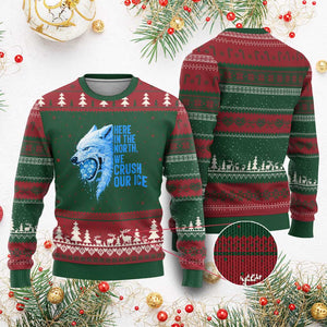 Crush Ice Ugly Christmas Sweater Wolf Human Rights Protest TS10 Red Green Print Your Wear