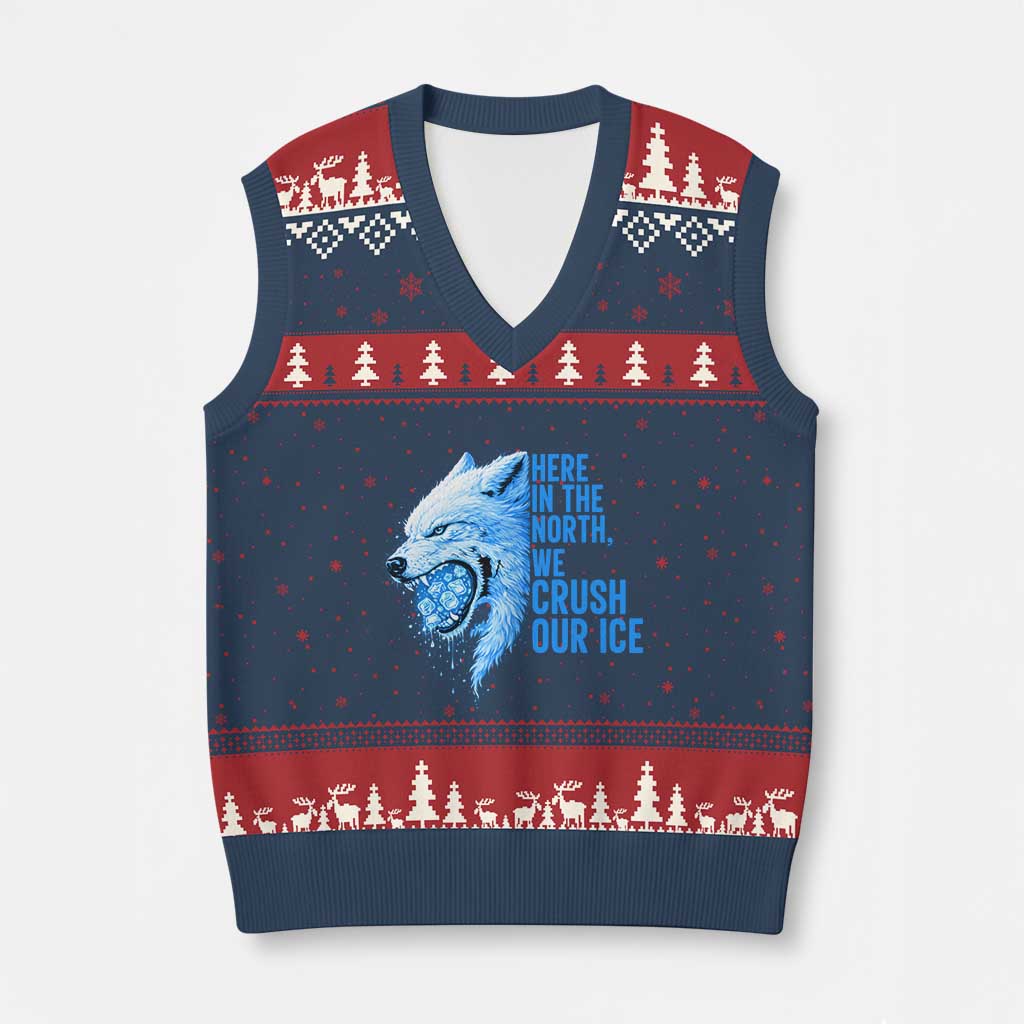 Crush Ice V-Neck Knit Sweater Vest Wolf Human Rights Protest TS10 Navy Red Print Your Wear