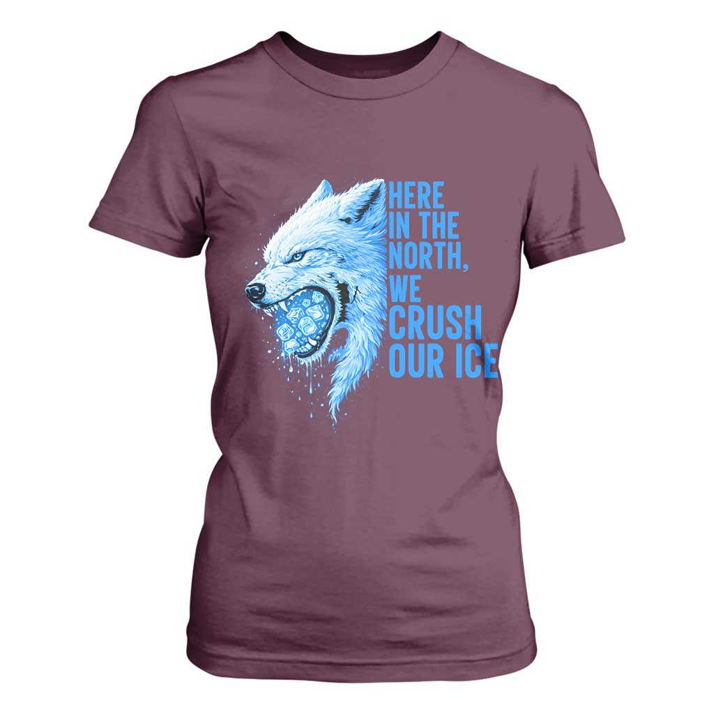 Crush Ice T Shirt For Women Wolf Human Rights Protest TS10 Maroon Print Your Wear