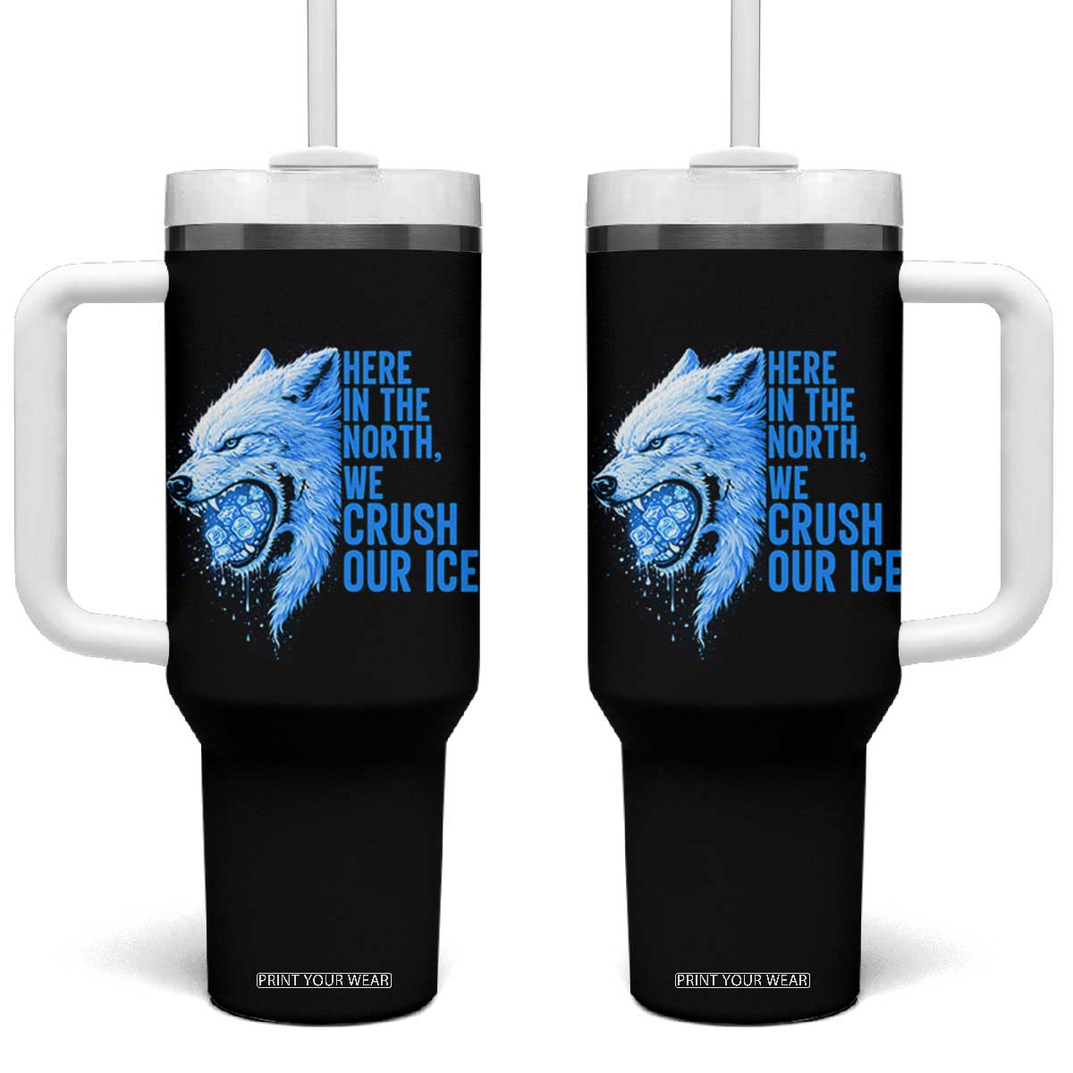 Crush Ice Tumbler With Handle Wolf Human Rights Protest TS10 One Size: 40 oz Black Print Your Wear