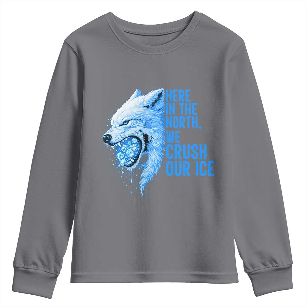 Crush Ice Youth Sweatshirt Wolf Human Rights Protest TS10 Charcoal Print Your Wear