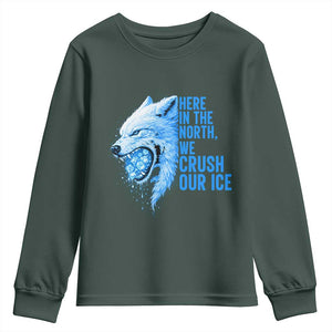 Crush Ice Youth Sweatshirt Wolf Human Rights Protest TS10 Dark Forest Green Print Your Wear