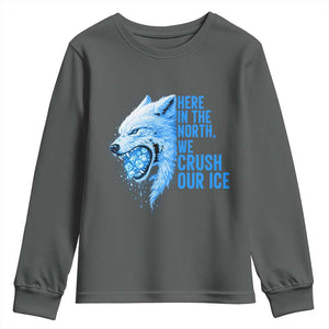 Crush Ice Youth Sweatshirt Wolf Human Rights Protest TS10 Dark Heather Print Your Wear