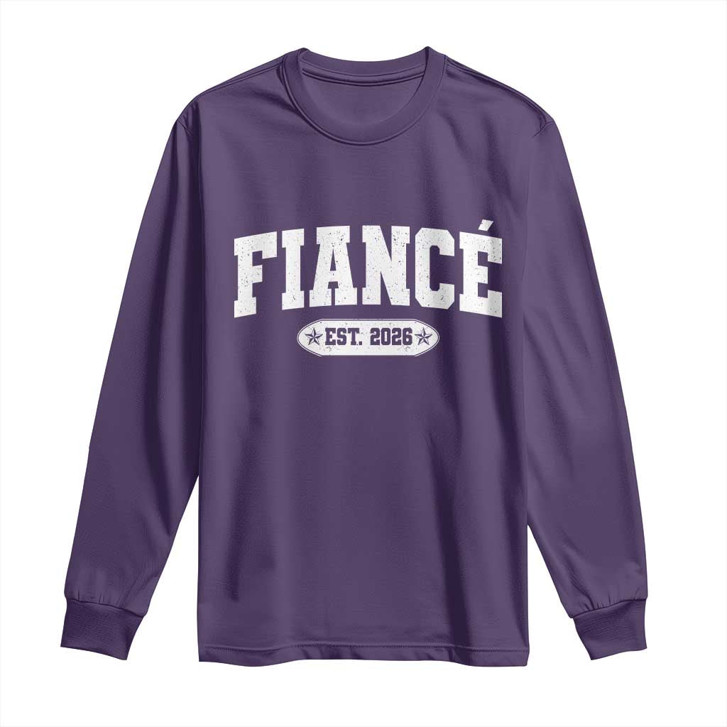 Fiance Est 2026 Long Sleeve Shirt Future Mr. and Mrs. Boyfriend Engagement Gift TS10 Purple Print Your Wear