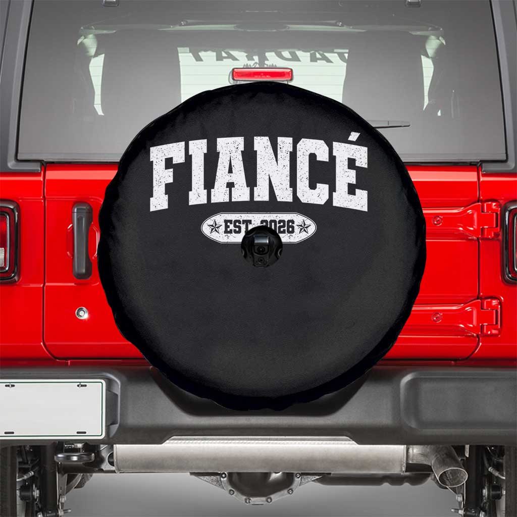 Fiance Est 2026 Spare Tire Cover Future Mr. and Mrs. Boyfriend Engagement Gift TS10 Black Print Your Wear