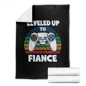 Leveled Up To Fiance Throw Blanket Retro Newly Engaged Gifts For Him TS10 Black Print Your Wear