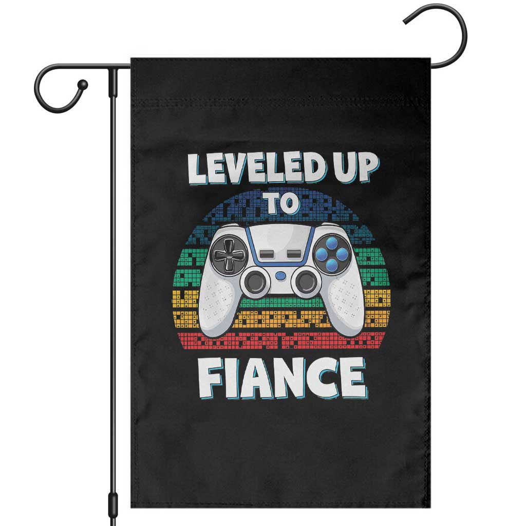 Leveled Up To Fiance Garden Flag Retro Newly Engaged Gifts For Him TS10 Black Print Your Wear