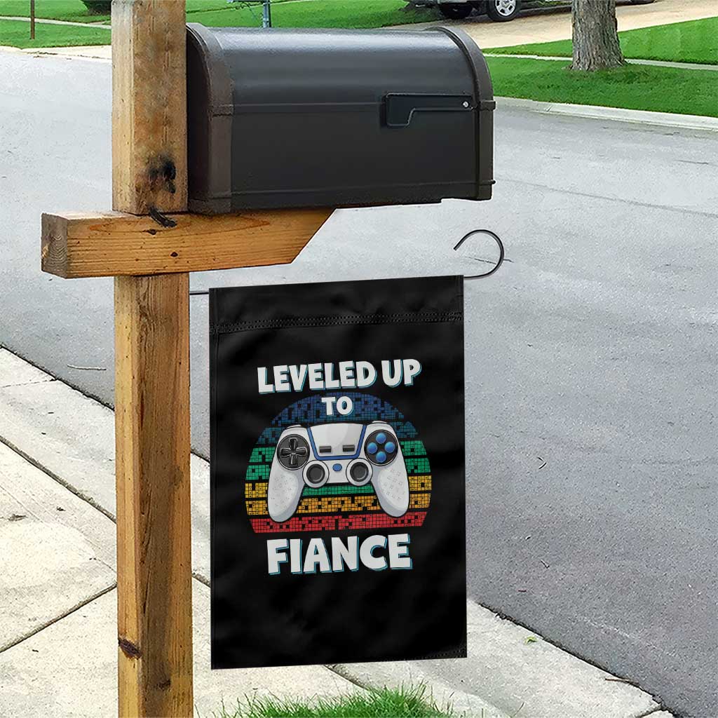 Leveled Up To Fiance Garden Flag Retro Newly Engaged Gifts For Him TS10 Print Your Wear