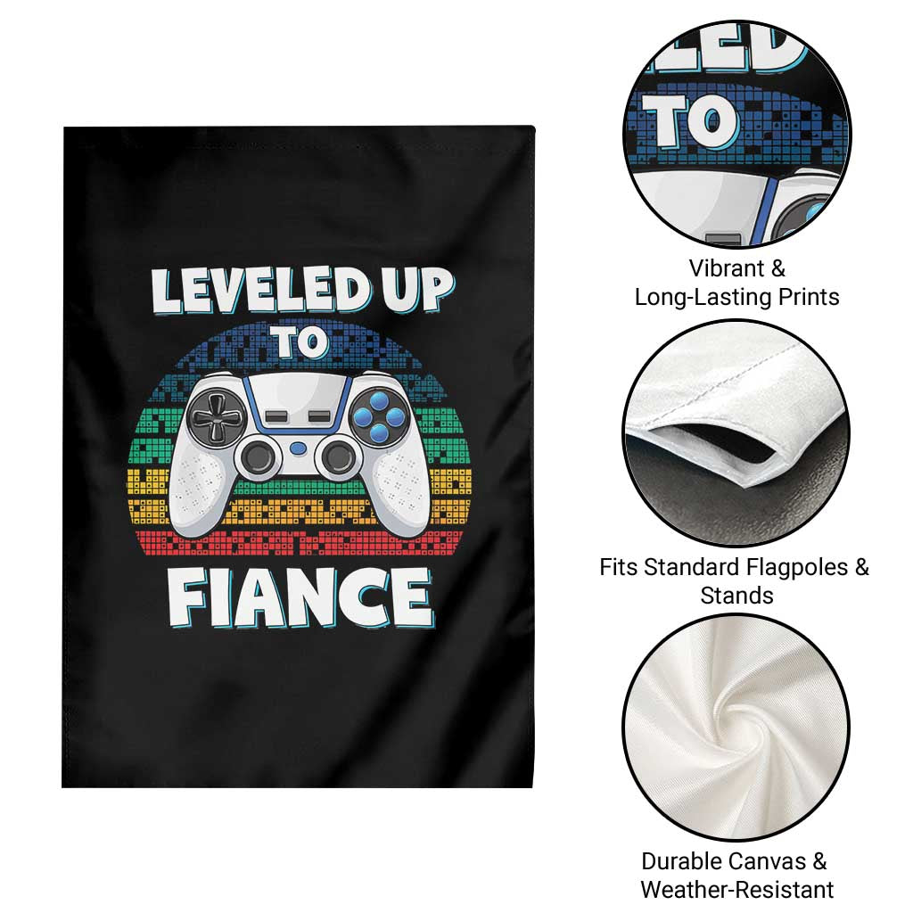 Leveled Up To Fiance Garden Flag Retro Newly Engaged Gifts For Him TS10 Print Your Wear