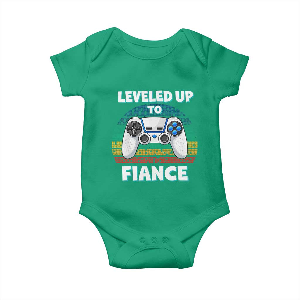 Leveled Up To Fiance Baby Onesie Retro Newly Engaged Gifts For Him TS10 Irish Green Print Your Wear