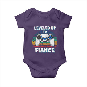 Leveled Up To Fiance Baby Onesie Retro Newly Engaged Gifts For Him TS10 Purple Print Your Wear