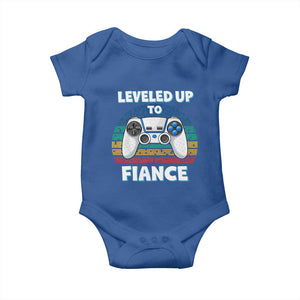 Leveled Up To Fiance Baby Onesie Retro Newly Engaged Gifts For Him TS10 Royal Blue Print Your Wear