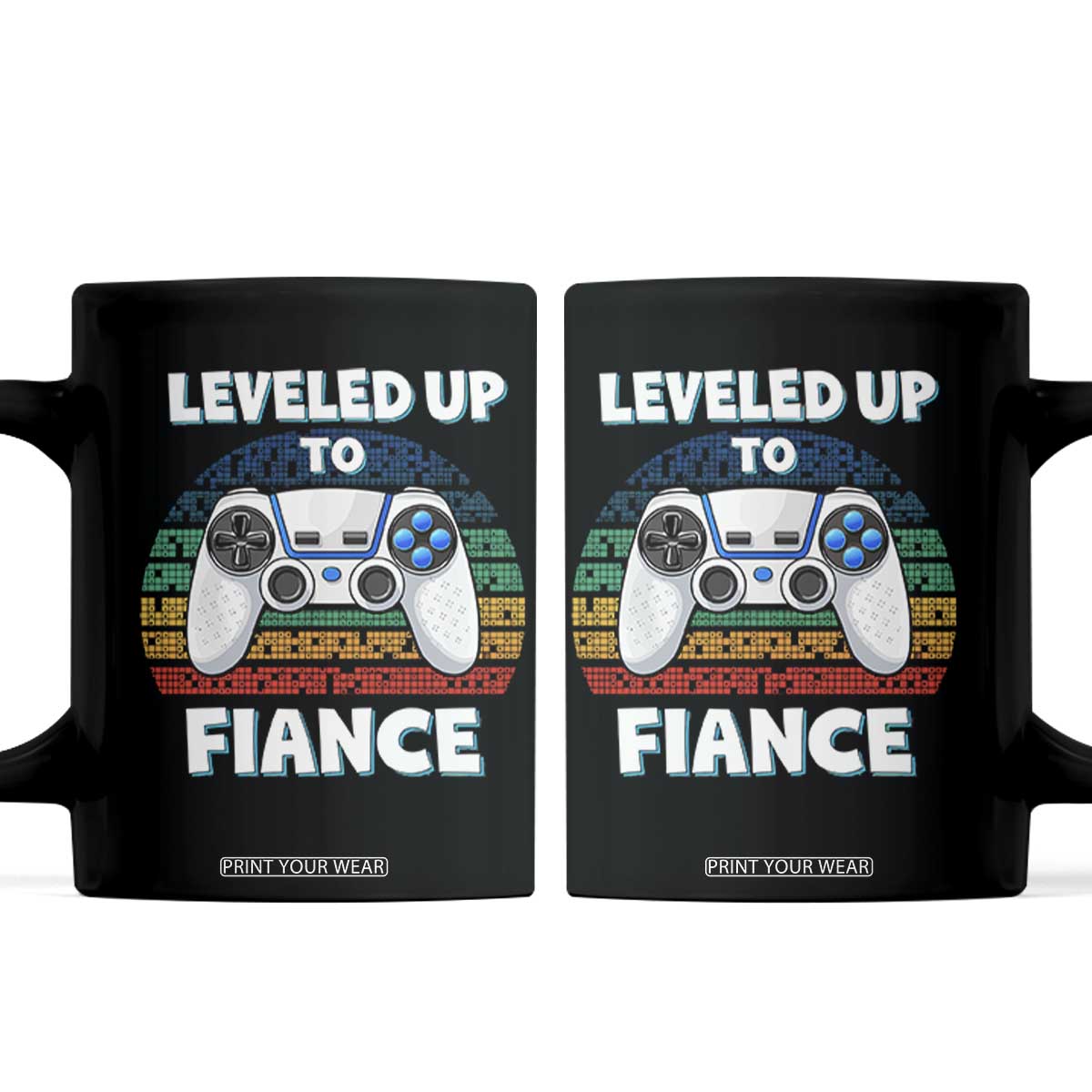Leveled Up To Fiance Coffee Mug Retro Newly Engaged Gifts For Him TS10 Black Print Your Wear