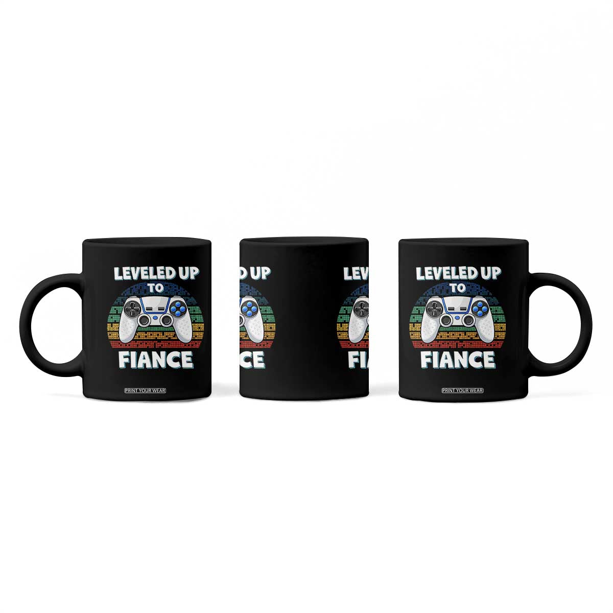 Leveled Up To Fiance Coffee Mug Retro Newly Engaged Gifts For Him TS10 Print Your Wear