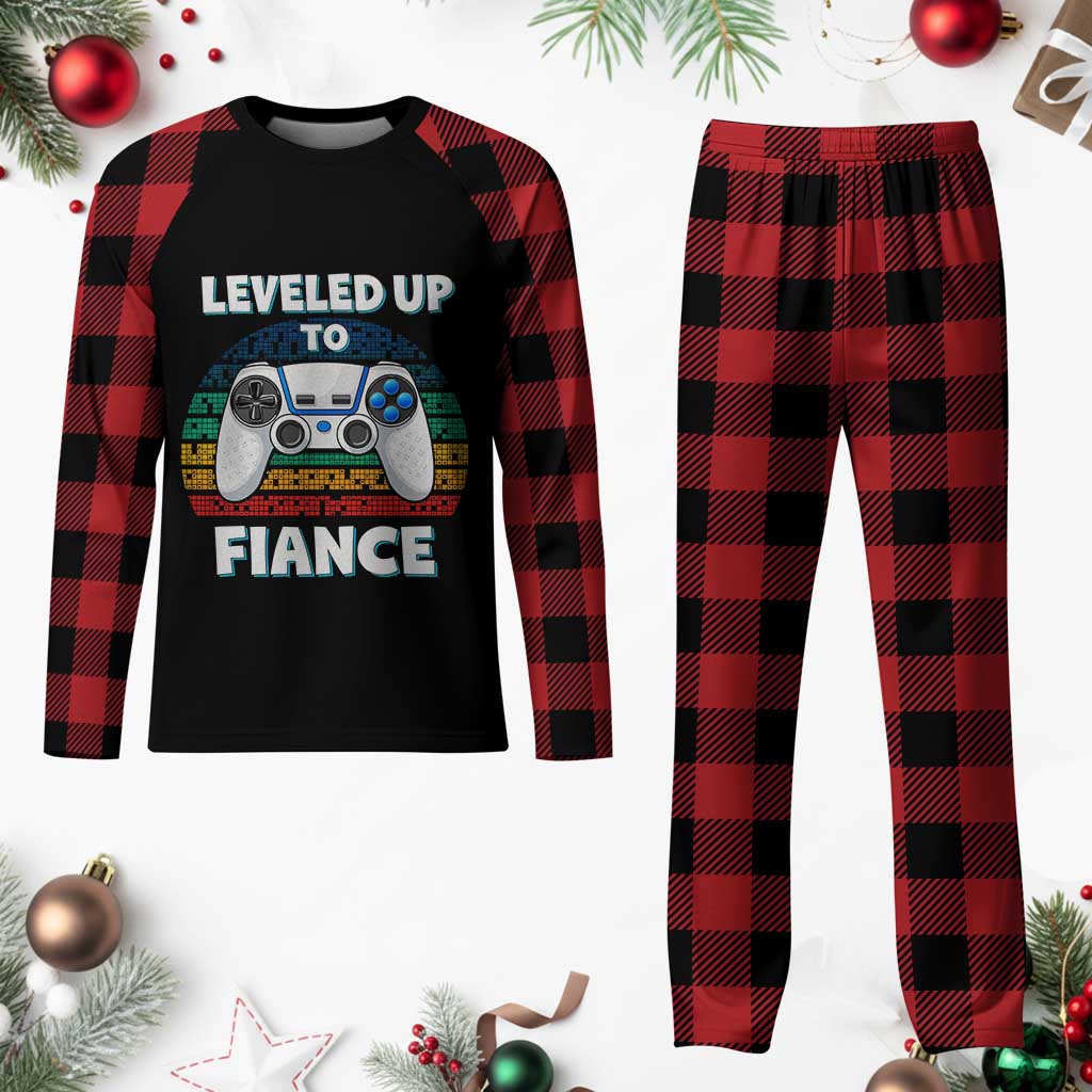 Leveled Up To Fiance Plaid Pajama Set Retro Newly Engaged Gifts For Him TS10 Buffalo Plaid Print Your Wear