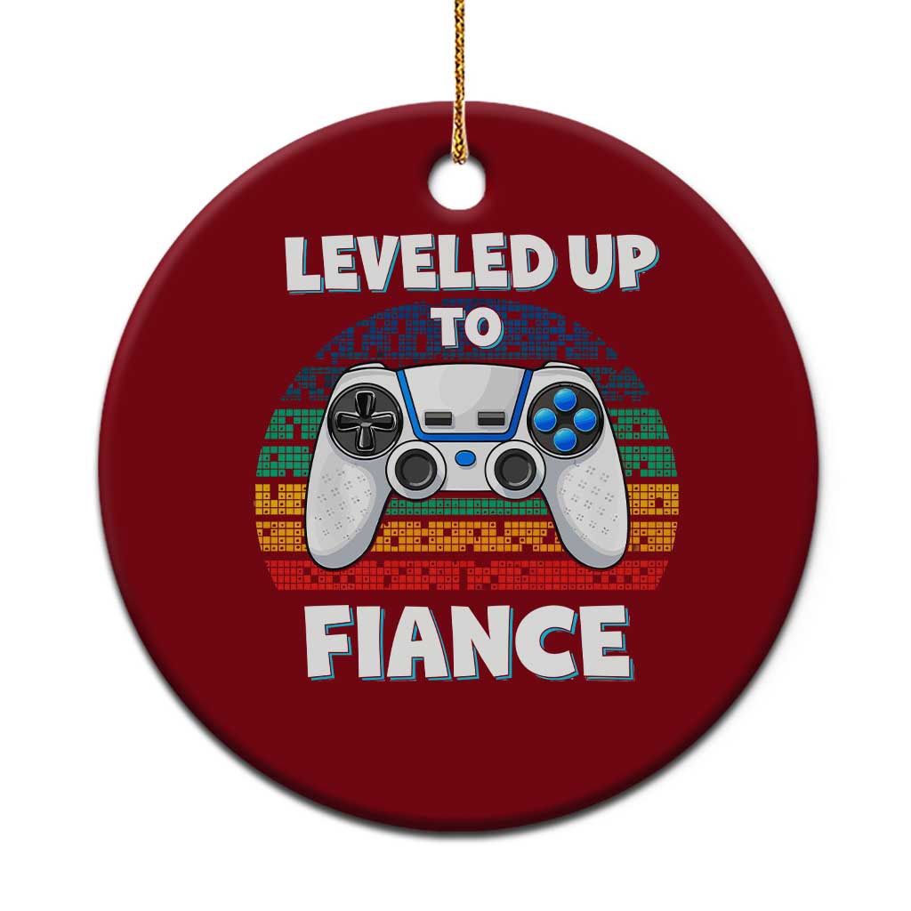 Leveled Up To Fiance Ceramic Ornament Retro Newly Engaged Gifts For Him TS10 1pc Red Print Your Wear