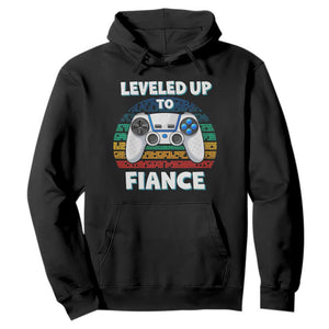 Leveled Up To Fiance Hoodie Retro Newly Engaged Gifts For Him TS10 Black Print Your Wear