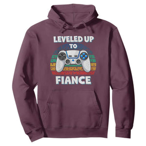 Leveled Up To Fiance Hoodie Retro Newly Engaged Gifts For Him TS10 Maroon Print Your Wear