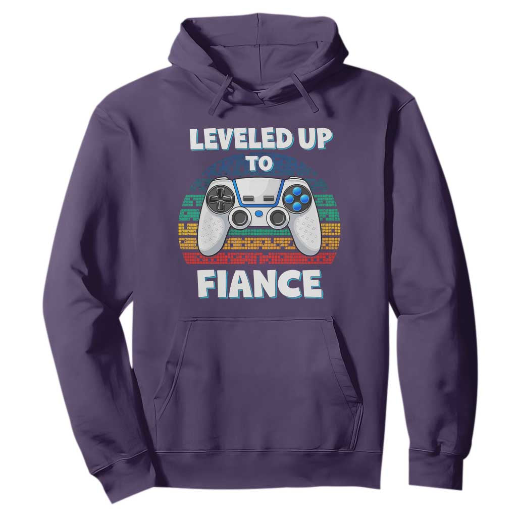 Leveled Up To Fiance Hoodie Retro Newly Engaged Gifts For Him TS10 Purple Print Your Wear