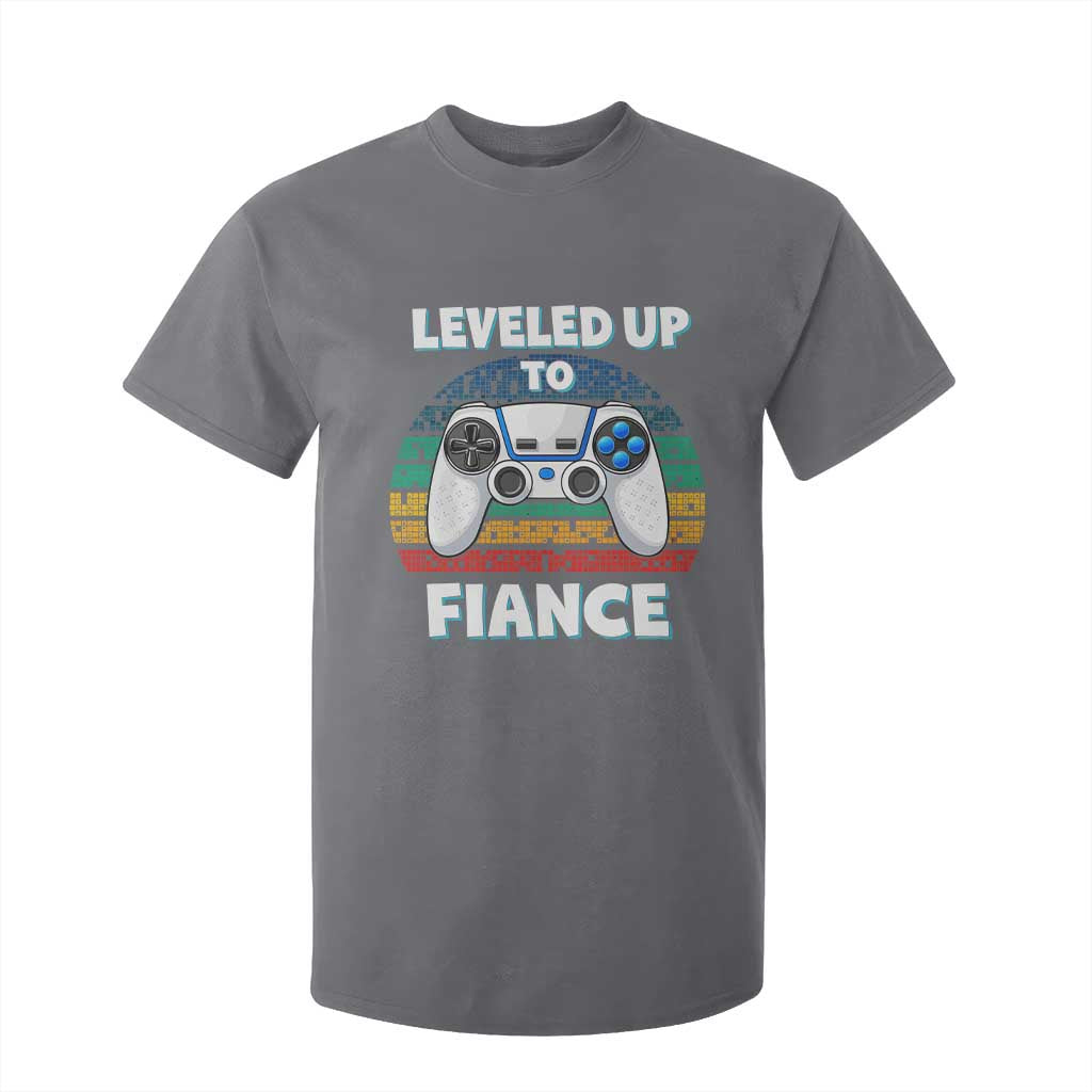 Leveled Up To Fiance T Shirt For Kid Retro Newly Engaged Gifts For Him TS10 Charcoal Print Your Wear
