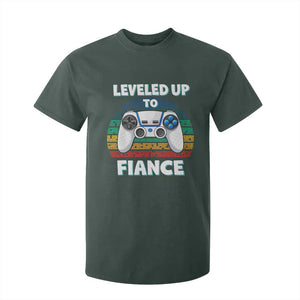 Leveled Up To Fiance T Shirt For Kid Retro Newly Engaged Gifts For Him TS10 Dark Forest Green Print Your Wear