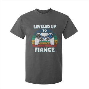 Leveled Up To Fiance T Shirt For Kid Retro Newly Engaged Gifts For Him TS10 Dark Heather Print Your Wear