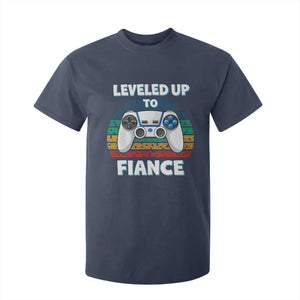 Leveled Up To Fiance T Shirt For Kid Retro Newly Engaged Gifts For Him TS10 Navy Print Your Wear
