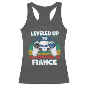 Leveled Up To Fiance Racerback Tank Top Retro Newly Engaged Gifts For Him TS10 Dark Heather Print Your Wear