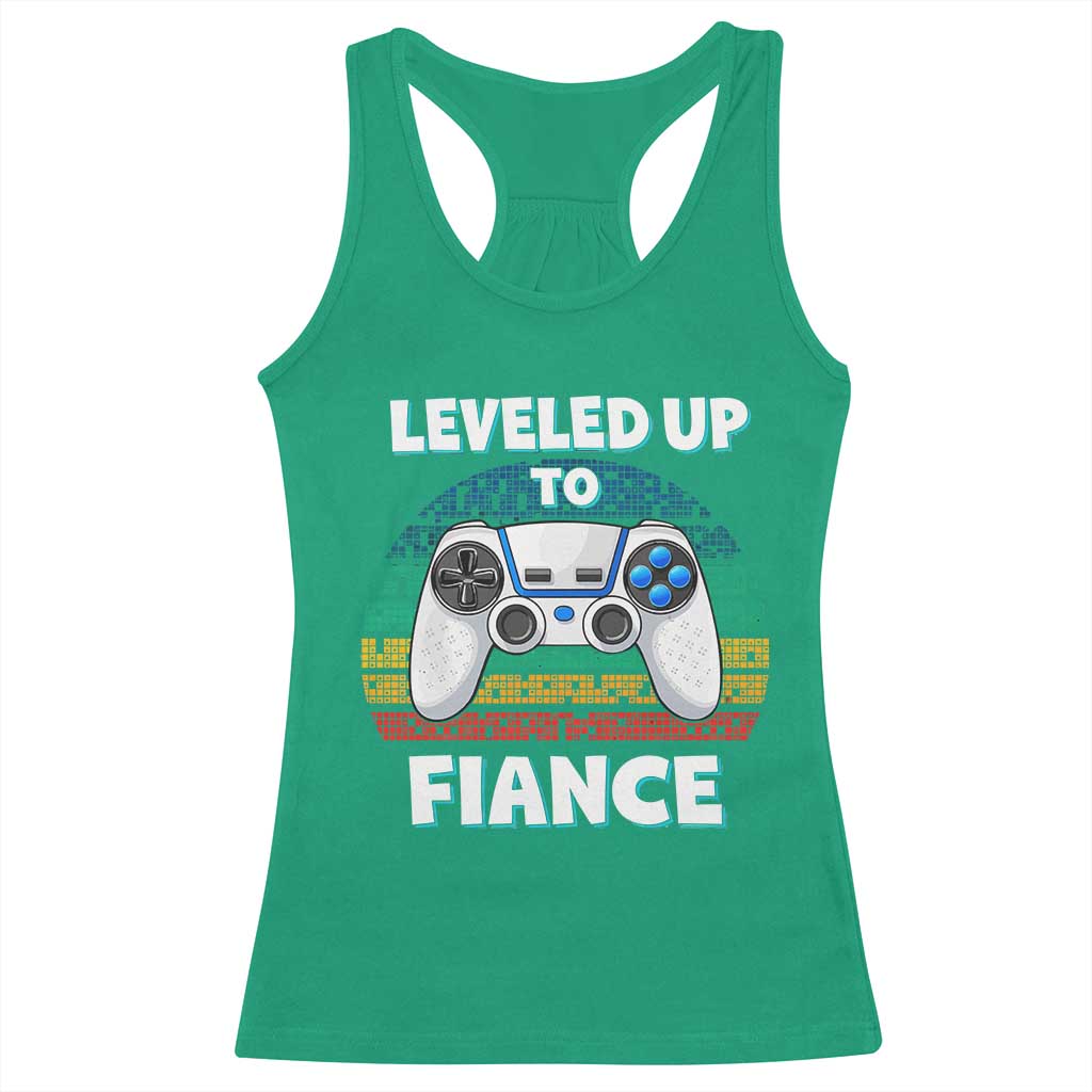 Leveled Up To Fiance Racerback Tank Top Retro Newly Engaged Gifts For Him TS10 Irish Green Print Your Wear