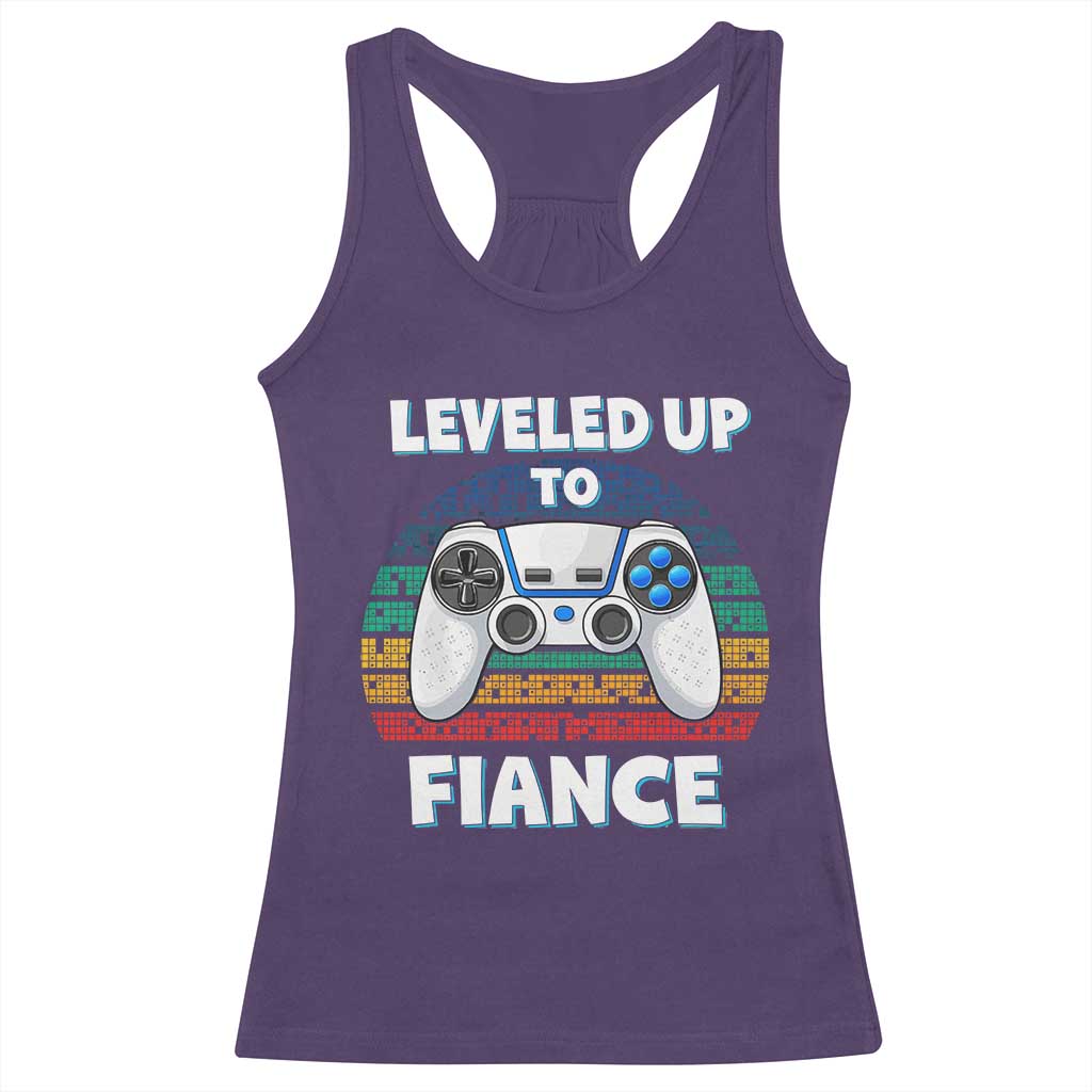 Leveled Up To Fiance Racerback Tank Top Retro Newly Engaged Gifts For Him TS10 Purple Print Your Wear