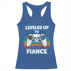 Leveled Up To Fiance Racerback Tank Top Retro Newly Engaged Gifts For Him TS10 Royal Blue Print Your Wear