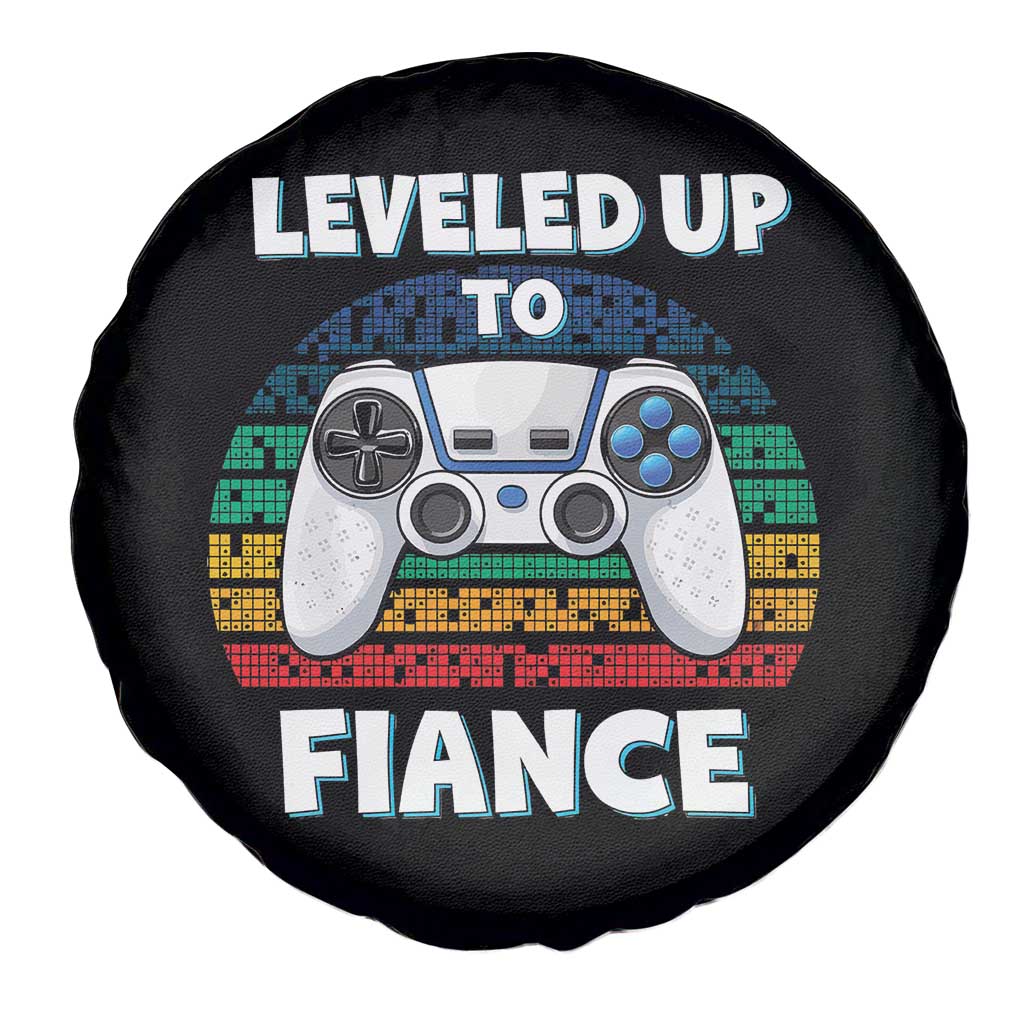 Leveled Up To Fiance Spare Tire Cover Retro Newly Engaged Gifts For Him TS10 Print Your Wear