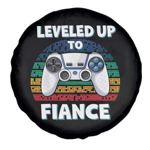 Leveled Up To Fiance Spare Tire Cover Retro Newly Engaged Gifts For Him TS10 Print Your Wear