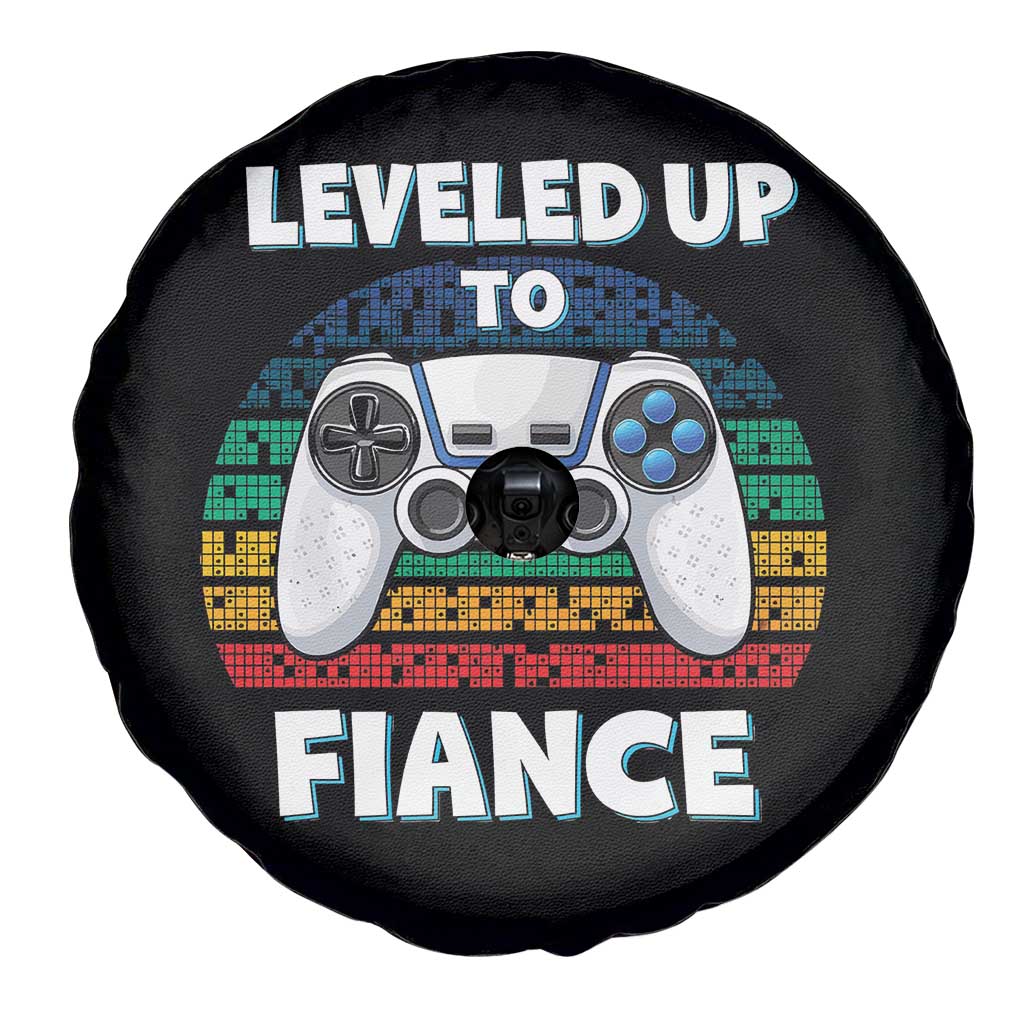 Leveled Up To Fiance Spare Tire Cover Retro Newly Engaged Gifts For Him TS10 Print Your Wear
