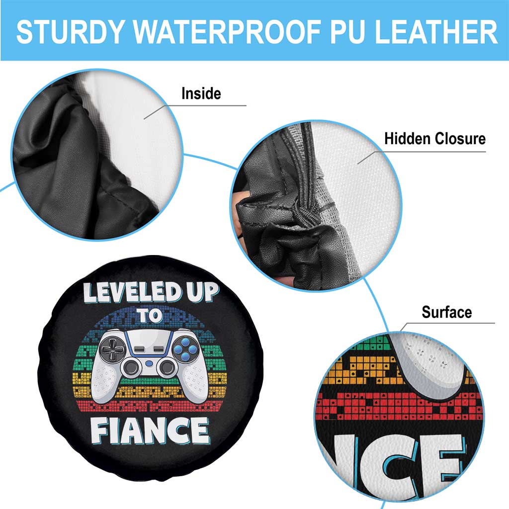 Leveled Up To Fiance Spare Tire Cover Retro Newly Engaged Gifts For Him TS10 Print Your Wear