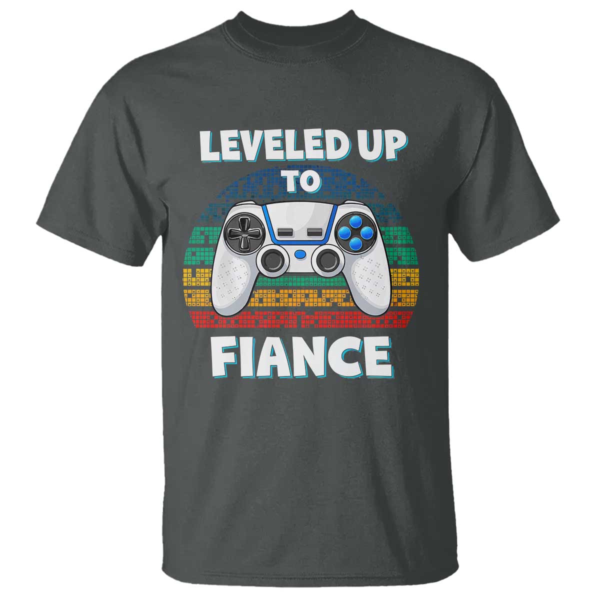 Leveled Up To Fiance T Shirt Retro Newly Engaged Gifts For Him TS10 Dark Heather Print Your Wear