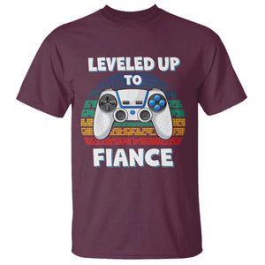 Leveled Up To Fiance T Shirt Retro Newly Engaged Gifts For Him TS10 Maroon Print Your Wear