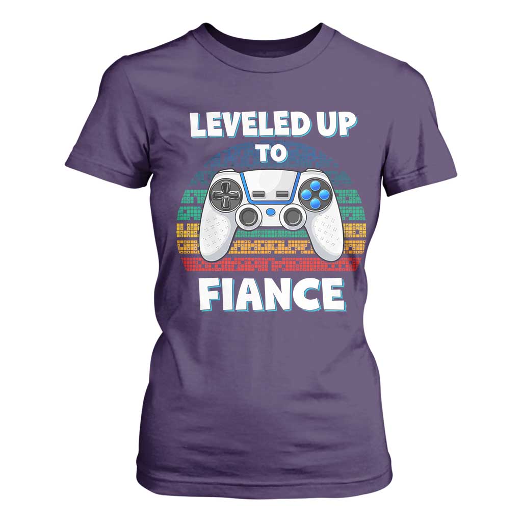 Leveled Up To Fiance T Shirt For Women Retro Newly Engaged Gifts For Him TS10 Purple Print Your Wear