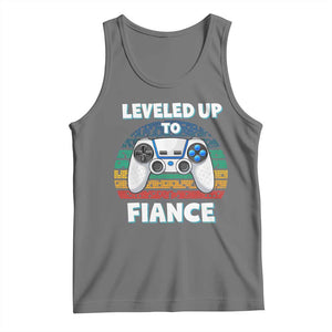 Leveled Up To Fiance Tank Top Retro Newly Engaged Gifts For Him TS10 Black Heather Print Your Wear