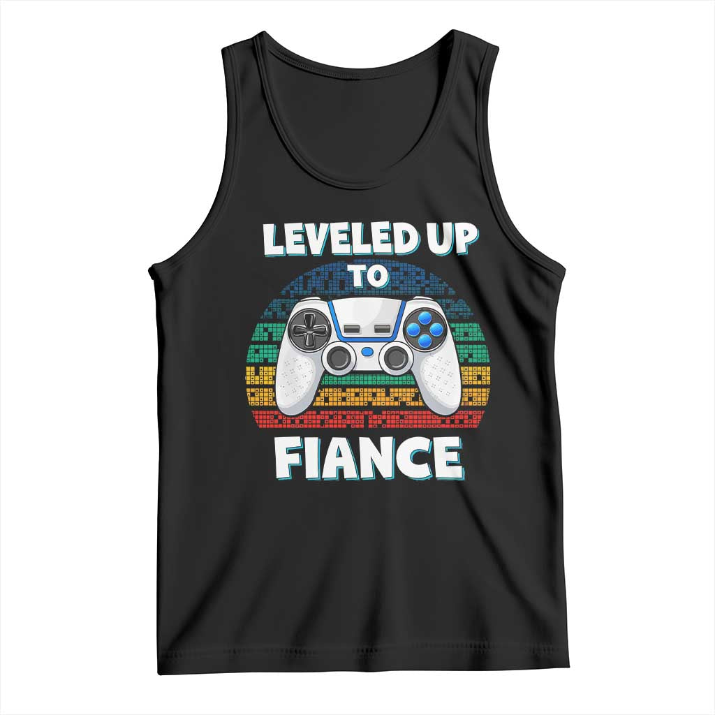 Leveled Up To Fiance Tank Top Retro Newly Engaged Gifts For Him TS10 Black Print Your Wear