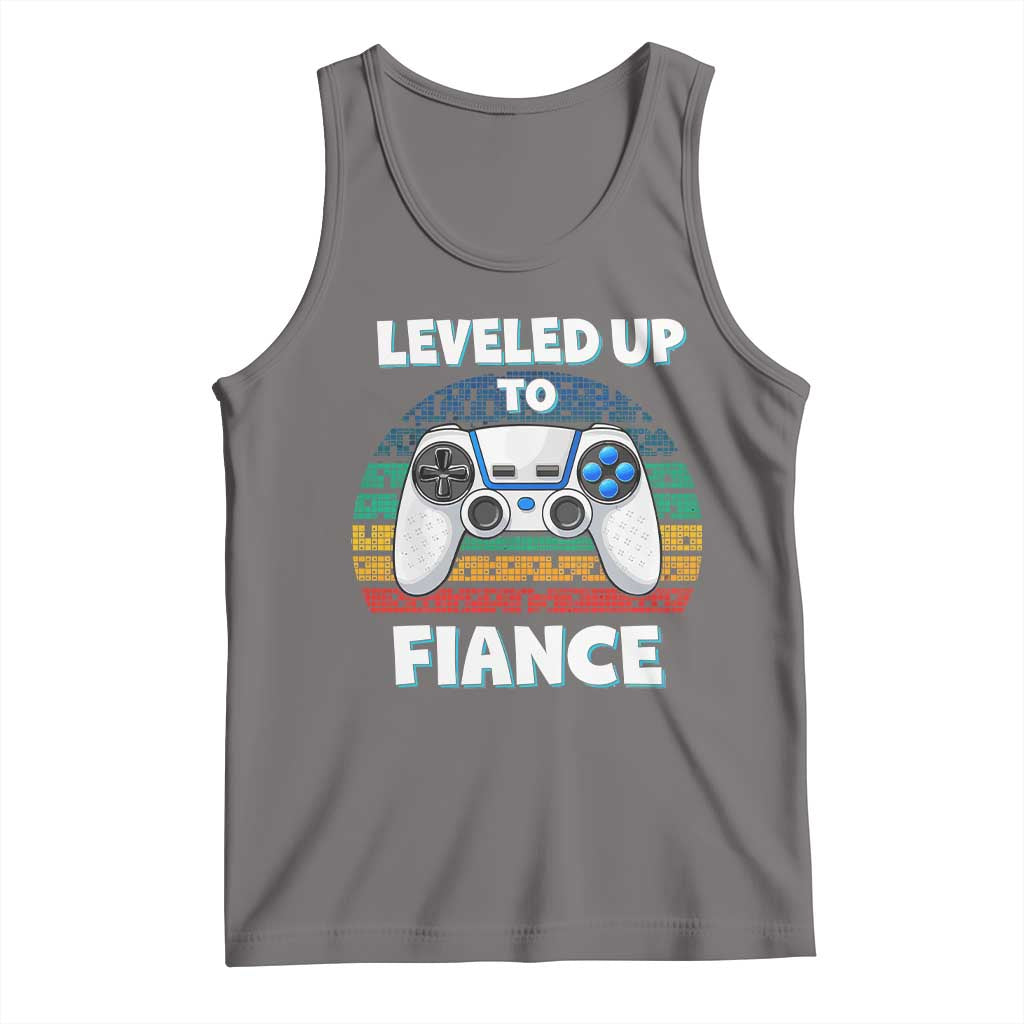 Leveled Up To Fiance Tank Top Retro Newly Engaged Gifts For Him TS10 Deep Heather Print Your Wear