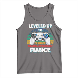 Leveled Up To Fiance Tank Top Retro Newly Engaged Gifts For Him TS10 Deep Heather Print Your Wear