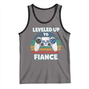 Leveled Up To Fiance Tank Top Retro Newly Engaged Gifts For Him TS10 Deep Heather Black Print Your Wear