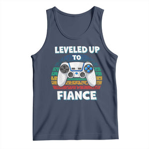 Leveled Up To Fiance Tank Top Retro Newly Engaged Gifts For Him TS10 Navy Print Your Wear