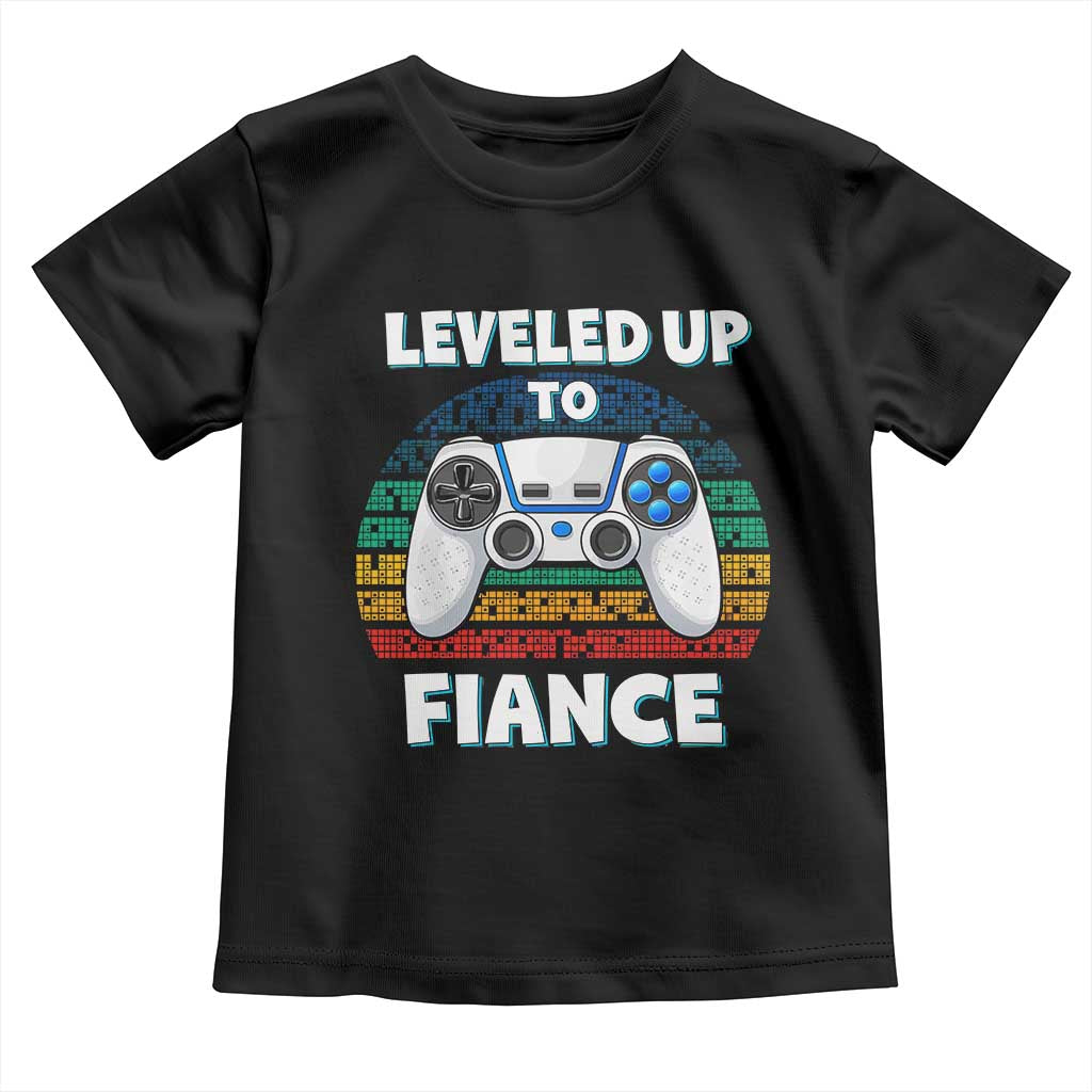 Leveled Up To Fiance Toddler T Shirt Retro Newly Engaged Gifts For Him TS10 Black Print Your Wear