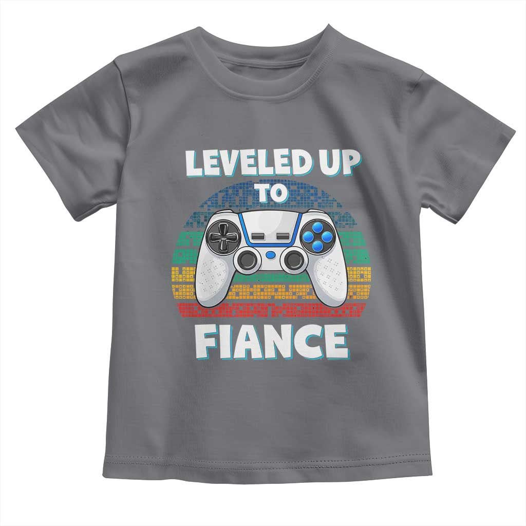 Leveled Up To Fiance Toddler T Shirt Retro Newly Engaged Gifts For Him TS10 Charcoal Print Your Wear