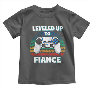 Leveled Up To Fiance Toddler T Shirt Retro Newly Engaged Gifts For Him TS10 Dark Heather Print Your Wear