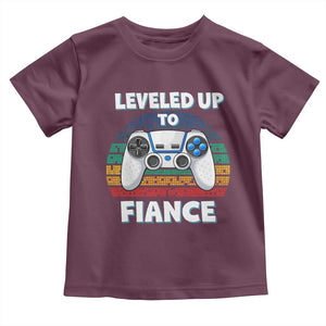 Leveled Up To Fiance Toddler T Shirt Retro Newly Engaged Gifts For Him TS10 Maroon Print Your Wear