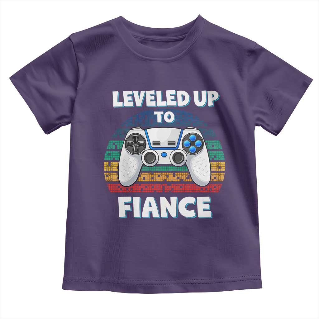 Leveled Up To Fiance Toddler T Shirt Retro Newly Engaged Gifts For Him TS10 Purple Print Your Wear