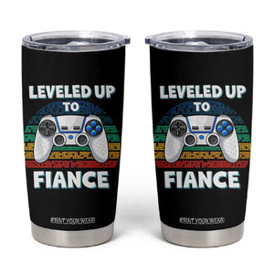 Leveled Up To Fiance Tumbler Cup Retro Newly Engaged Gifts For Him TS10 Black Print Your Wear
